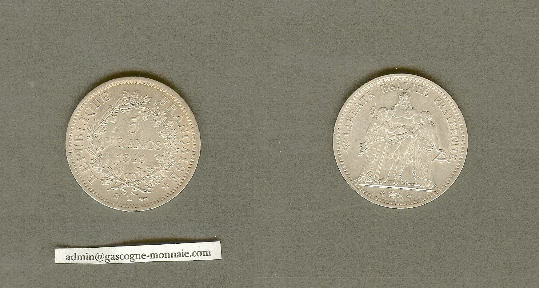 5 francs Hercule 1849K Bordeaux SUP-